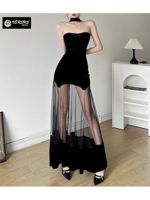 Vestito Donna Abito Lungo Tulle Trasparente Woman Maxi Tulle Dress 110415B